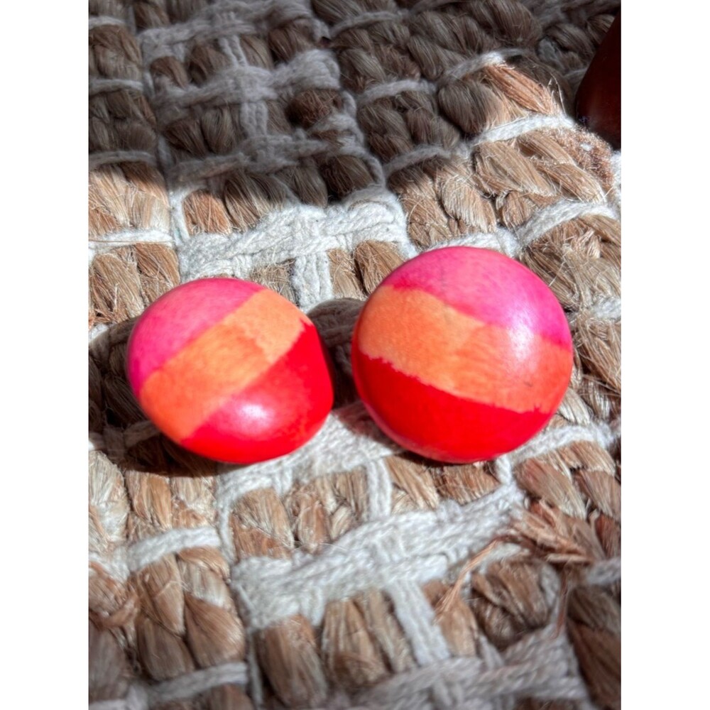 1980’s Clip On Earrings Pink Orange Lightweight